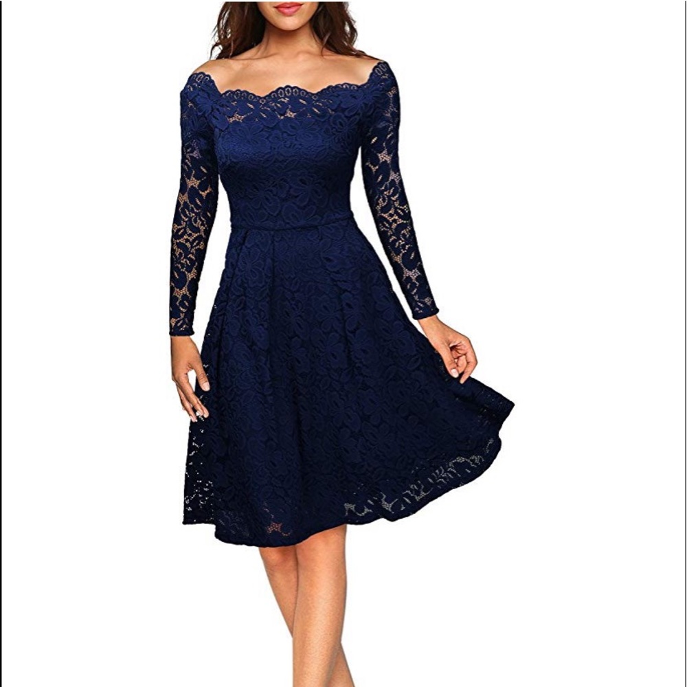 Lace Long Sleeved Cocktail Dress